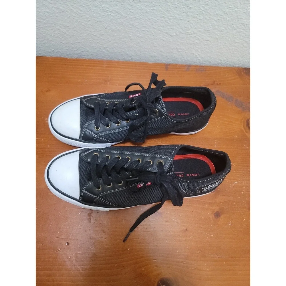 Levi's  black‎ denim low top lace up men's casual Festival Grunge Boho sneakers